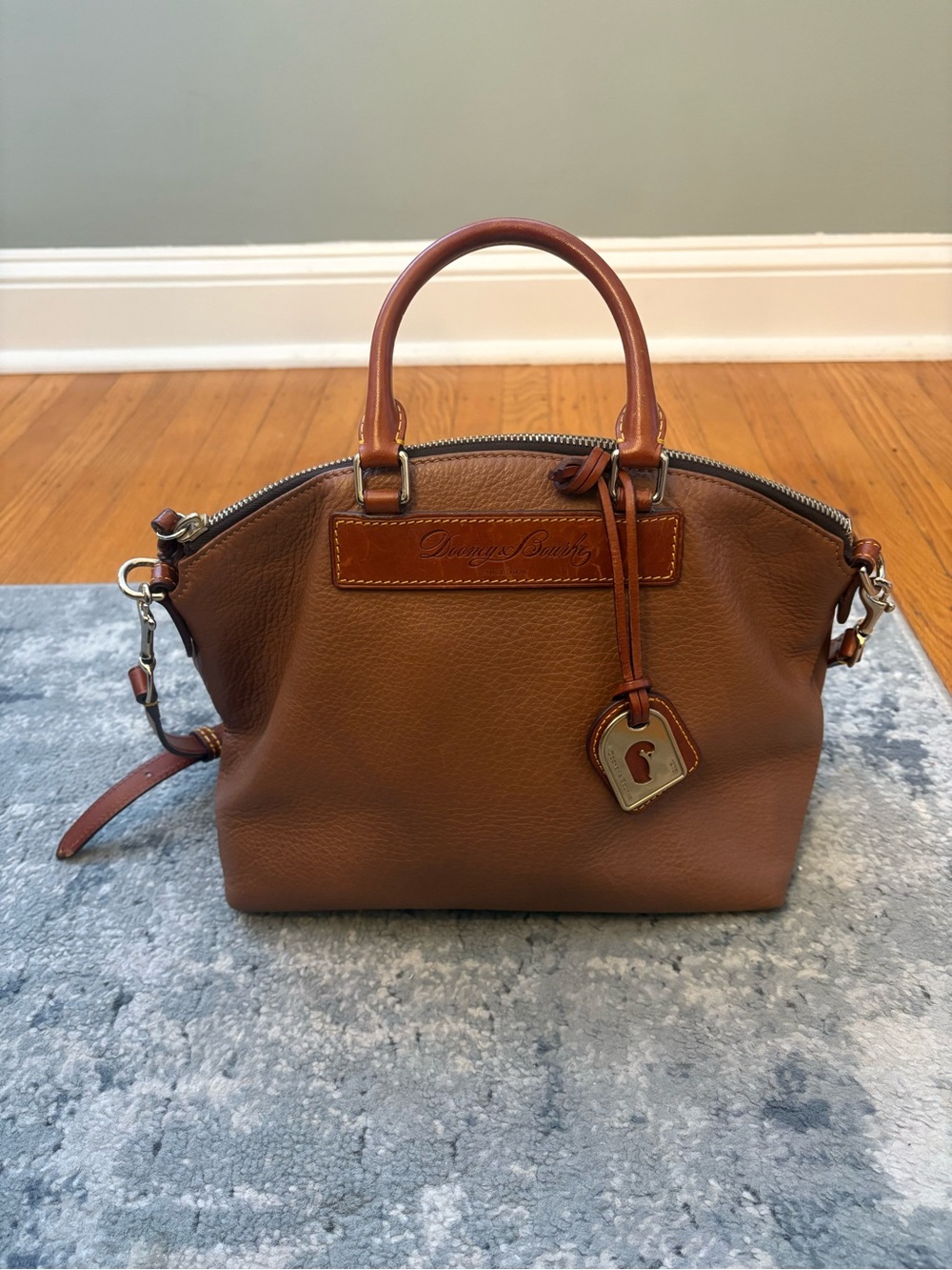 Dooney & Bourke Florentine Vacchetta Cognac Brown Pebbled Leather Satchel